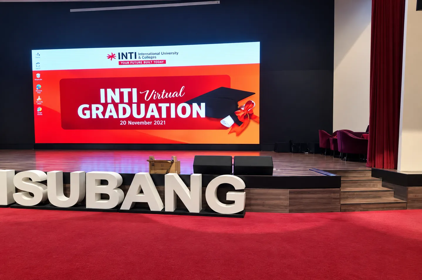 LED display on the stage of the multipurpose hall